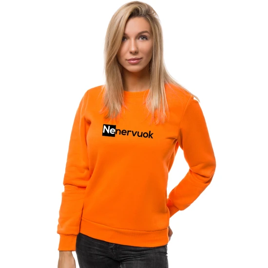 Moteriškas oranžinės spalvos džemperis Nenervuok Džemperiai su užrašais