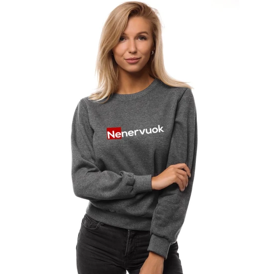 Moteriškas tamsiai pilkos spalvos džemperis Nenervuok Džemperiai be gobtuvo
