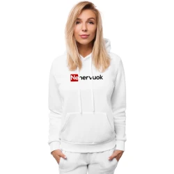 Baltas moteriškas džemperis su gobtuvu Nenervuok