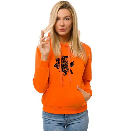 Oranžinis moteriškas džemperis su gobtuvu - juodas Vytis JS/W02
