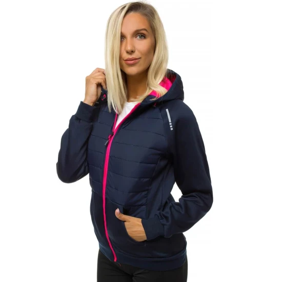 Moteriška tamsiai mėlyna striukė su rožine detale Lepi JS/KSW4009