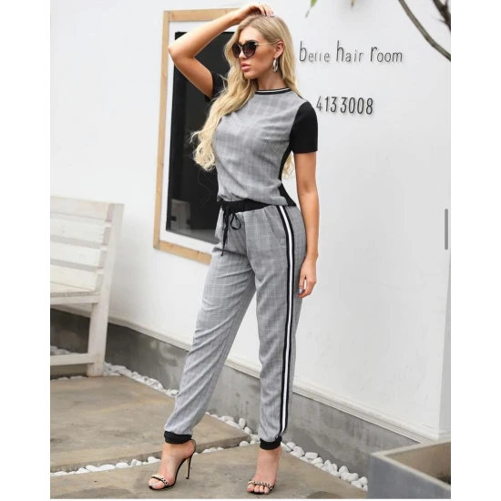 Pilki languoti moteriški marškinėliai Camila Marškinėliai Premium