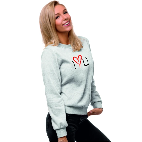 Moteriškas pilkas džemperis Love Džemperiai be gobtuvo