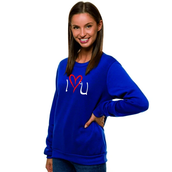 Moteriškas tamsiai mėlynas džemperis Love Džemperiai be gobtuvo