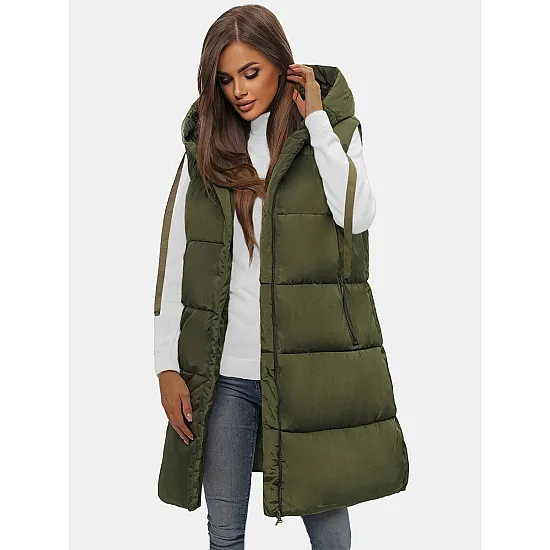 Womens long vest in green Potom O/81266