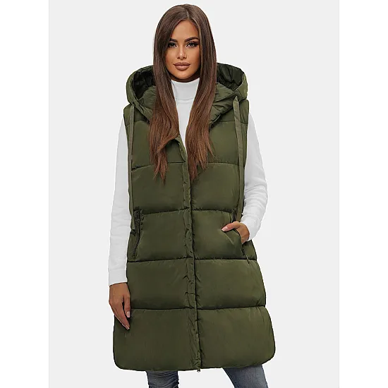 Womens long vest in green Potom O/81266