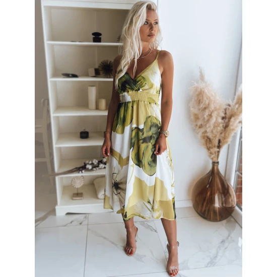 Akcija: Balta moteriška suknelė su žaliomis gėlėmis Ladybird EY1819