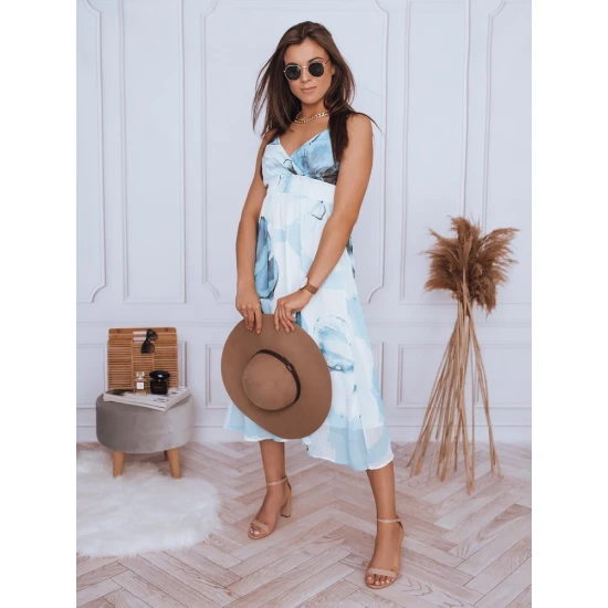 Akcija: Balta moteriška suknelė su mėlynomis gėlėmis Ladybird EY1822