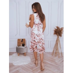 Moteriška balta su rausvomis gėlėmis suknelė Balu