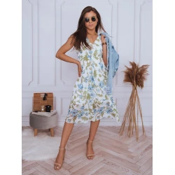 Akcija Moteriška balta su mėlynomis gėlėmis suknelė Balu