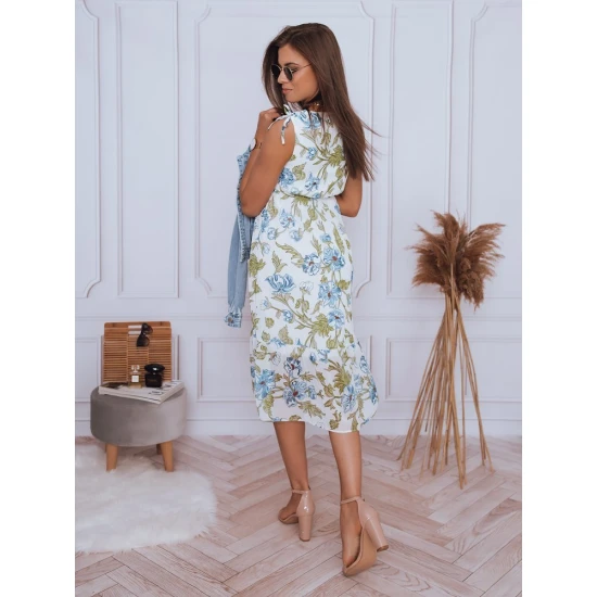 Akcija Moteriška balta su mėlynomis gėlėmis suknelė Balu EY1802