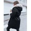Juoda moteriška striukė su šviesiu kailiu Arctic TY3985