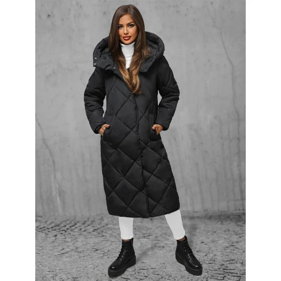 Juoda moteriška dygsniuota žieminė striukė Coco JS/5M3173/392