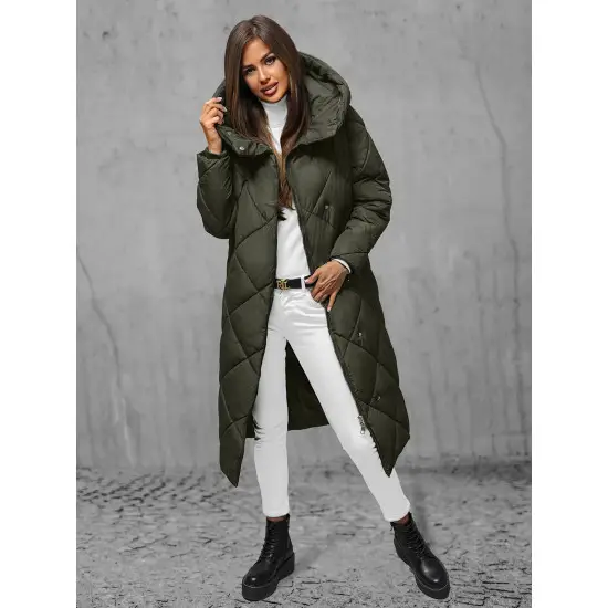 Moteriška žalia dygsniuota žieminė striukė Coco JS/5M3173/136