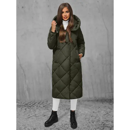 Moteriška žalia dygsniuota žieminė striukė Coco JS/5M3173/136