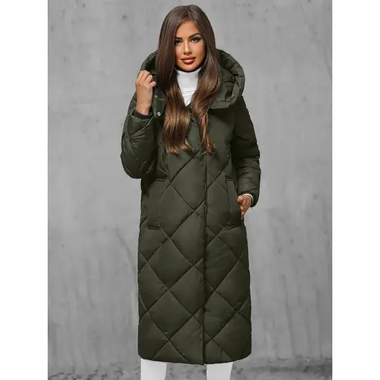 Moteriška žalia dygsniuota žieminė striukė Coco JS/5M3173/136