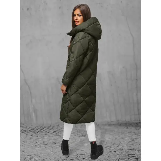 Moteriška žalia dygsniuota žieminė striukė Coco JS/5M3173/136