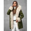 Žalia žieminė striukė su kailiu Sater JS/5M3187/136