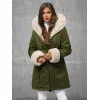 Žalia žieminė striukė su kailiu Sater JS/5M3187/136
