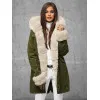 Žalia žieminė striukė su kailiu Sater JS/5M3187/136