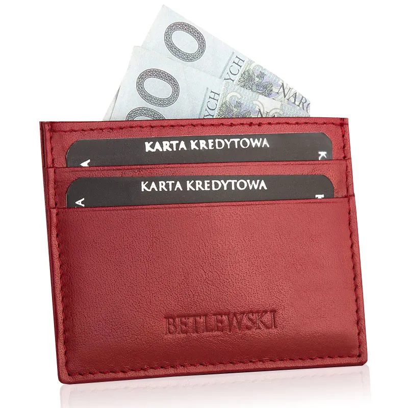Sale BETLEWSKI® leather credit card case (red) BE-08 Premium