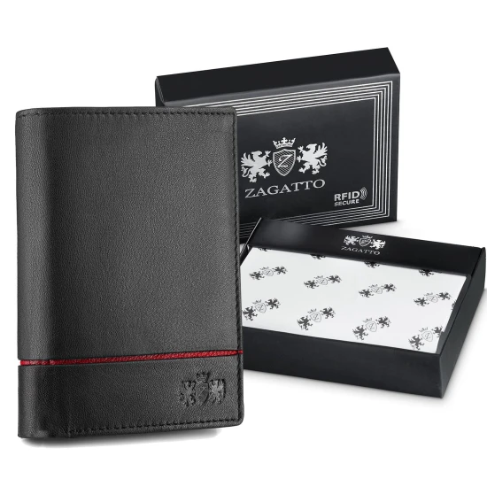 Vyriška piniginė iš natūralios odos Duger (su raudona detale) ZG-N4-F5 Premium