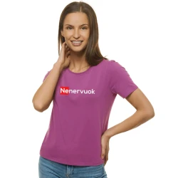 Moteriški alyvinės spalvos marškinėliai Nenervuok