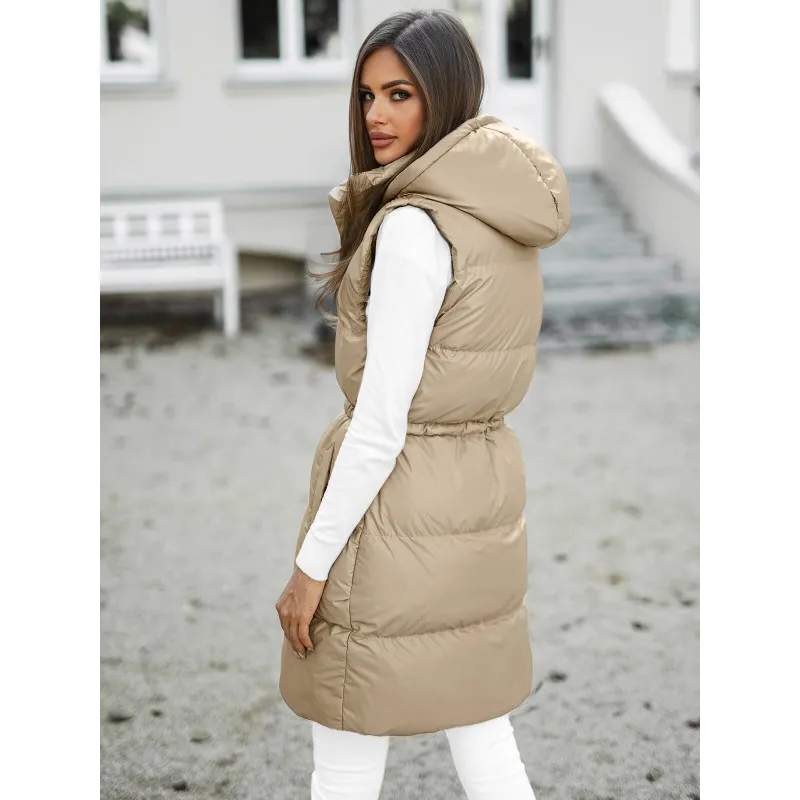 Women's brown hooded waistcoat JS/5M3186/392Z