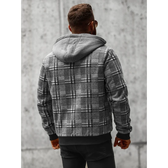 Tamsiai pilka marškinių tipo vyriška striukė su gobtuvu Rori O/3A58 Premium