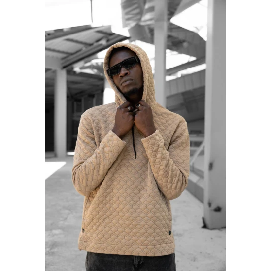 Rusvas megztinis su gobtuvu Rombas PK3028