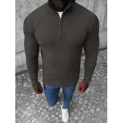 Tamsiai pilkas megztinis su užtrauktuku iki pusės Makar