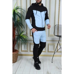 Vyriškas sportinis komplektas juodas - šviesiai mėlyna Rener