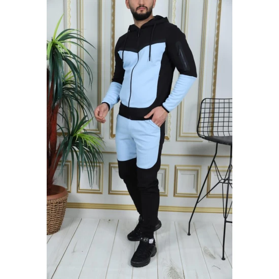 Vyriškas sportinis komplektas juodas - šviesiai mėlyna Rener PK3006 Premium