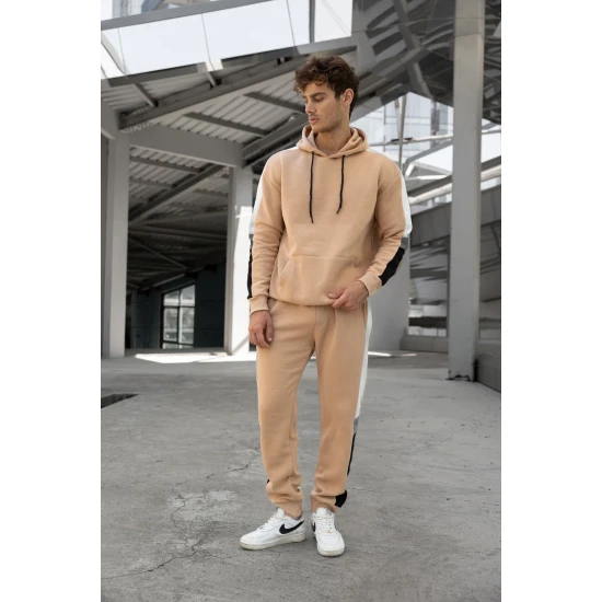 Smėlio spalvos vyriškas komplektas su balta juostele Core PK3021 Premium