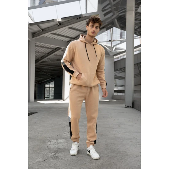 Smėlio spalvos vyriškas komplektas su balta juostele Core PK3021 Premium