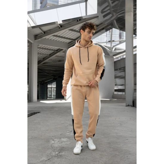 Smėlio spalvos vyriškas komplektas su balta juostele Core PK3021 Premium