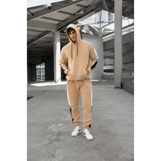 Smėlio spalvos vyriškas komplektas su balta juostele Core PK3021 Premium