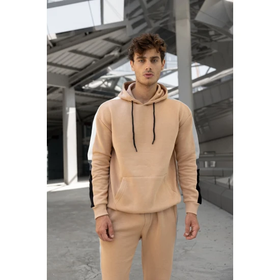 Smėlio spalvos vyriškas komplektas su balta juostele Core PK3021 Premium