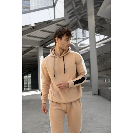 Smėlio spalvos vyriškas komplektas su balta juostele Core PK3021 Premium