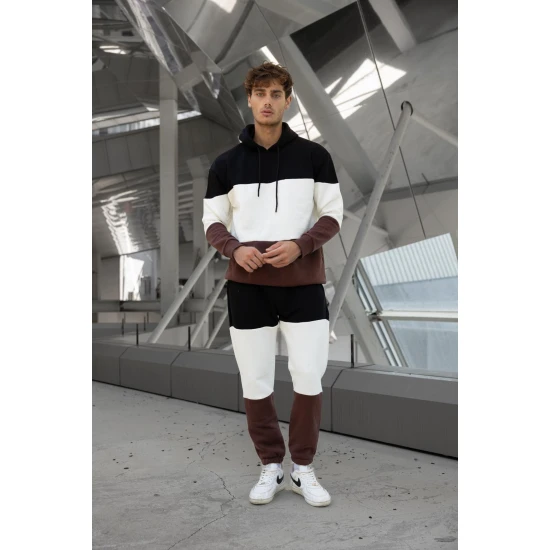 Trijų spalvų vyriškas juodas sportinis kostiumas One PK3020 Premium