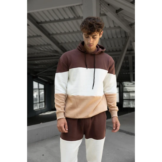 Trijų spalvų vyriškas rudas sportinis kostiumas One PK3020 Premium