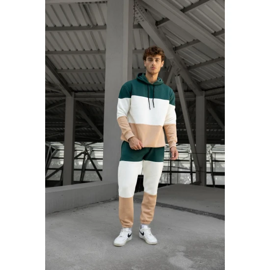 Trijų spalvų vyriškas žalias sportinis kostiumas One PK3020 Premium