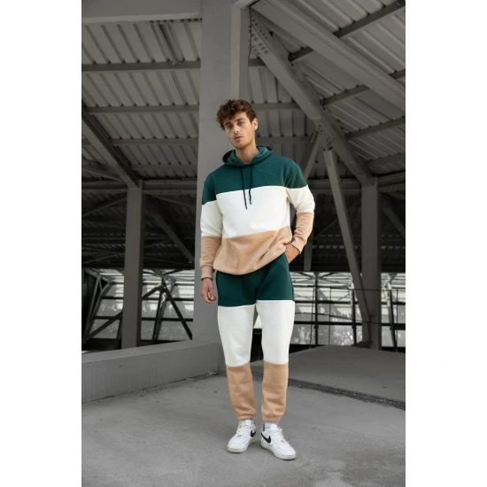 Trijų spalvų vyriškas žalias sportinis kostiumas One PK3020 Premium