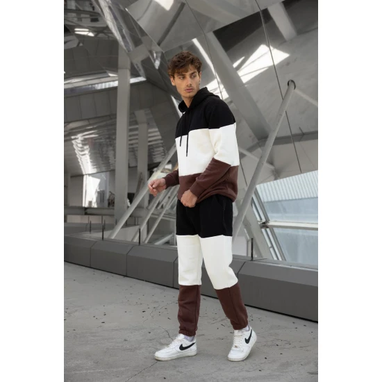 Trijų spalvų vyriškas juodas sportinis kostiumas One PK3020 Premium