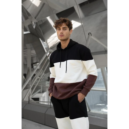 Trijų spalvų vyriškas juodas sportinis kostiumas One PK3020 Premium