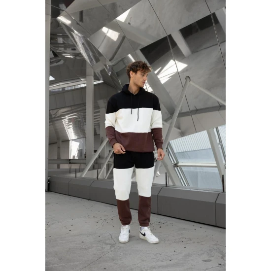 Trijų spalvų vyriškas juodas sportinis kostiumas One PK3020 Premium