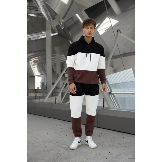 Trijų spalvų vyriškas juodas sportinis kostiumas One PK3020 Premium