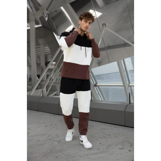 Trijų spalvų vyriškas juodas sportinis kostiumas One PK3020 Premium