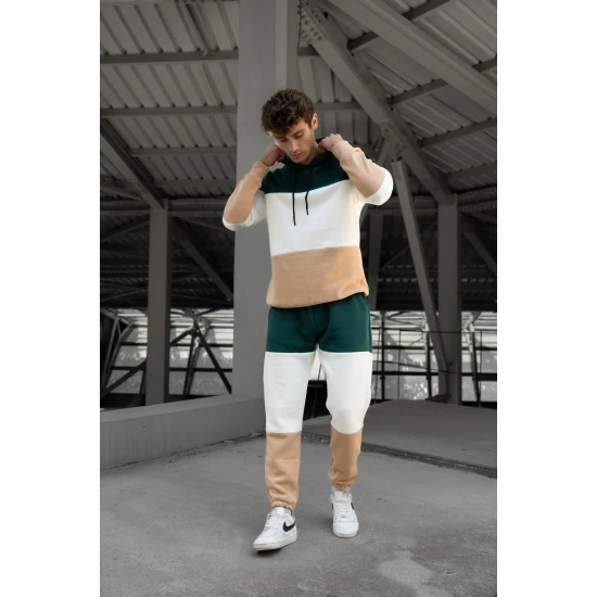 Trijų spalvų vyriškas žalias sportinis kostiumas One PK3020 Premium