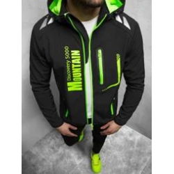 Juoda vyriška striukė su žaliomis detalėmis Ero